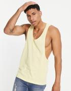 Asos Design Tank With Extreme Racer Back In Light Yellow