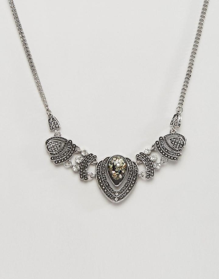 Designb Mystic Statement Stone Necklace - Silver