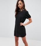 New Look Petite Embroidered Collar Dress - Black