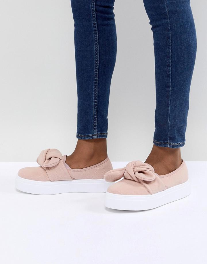 Asos Design Denise Bow Sneakers - Beige