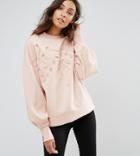 Y.a.s Tall 3d Sweatshirt With Cuff Sleeve - Pink