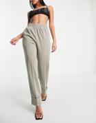 4th + Reckless Cuff Detail Tailored Pants In Sage Green