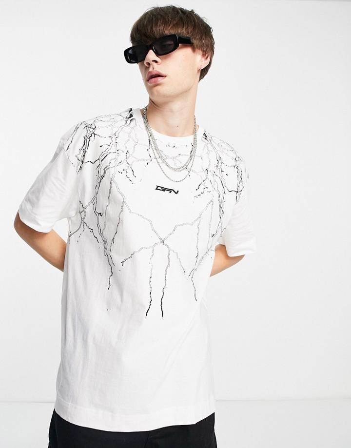 Good For Nothing Oversized T-shirt In Off White With Lightning Print