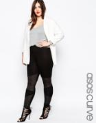Asos Curve Leggings With Stripe Mesh Inserts - Black