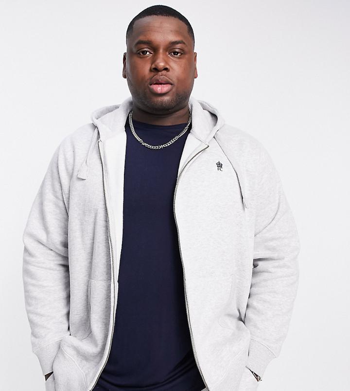 French Connection Plus Full Zip Hoodie In Light Gray