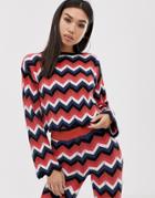 Asos Design Chevron Crochet Two-piece Sweater - Multi
