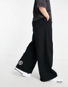 Asos Dark Future Oversized Heavyweight Wide Leg Sweatpants With Print In Black