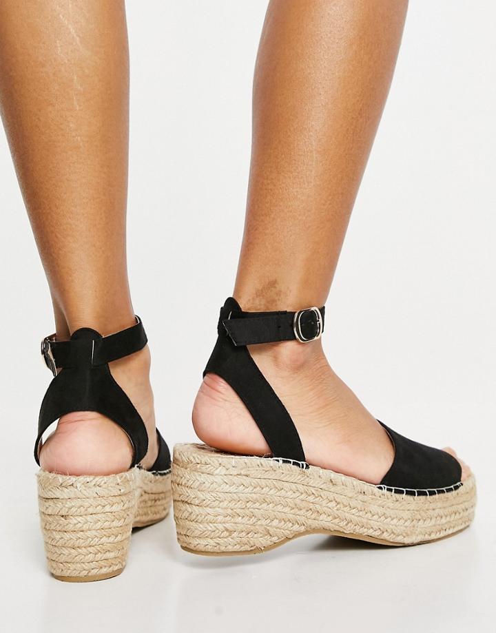 South Beach Flatform Espadrilles In Black