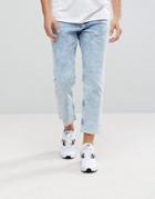 New Look Skate Fit Jeans In Acid Wash Blue - Blue