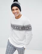 Selected Homme Knitted Holidays Sweater - White