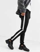 Asos Design Super Skinny Sweatpants In Poly Tricot With Side Stripe In Black