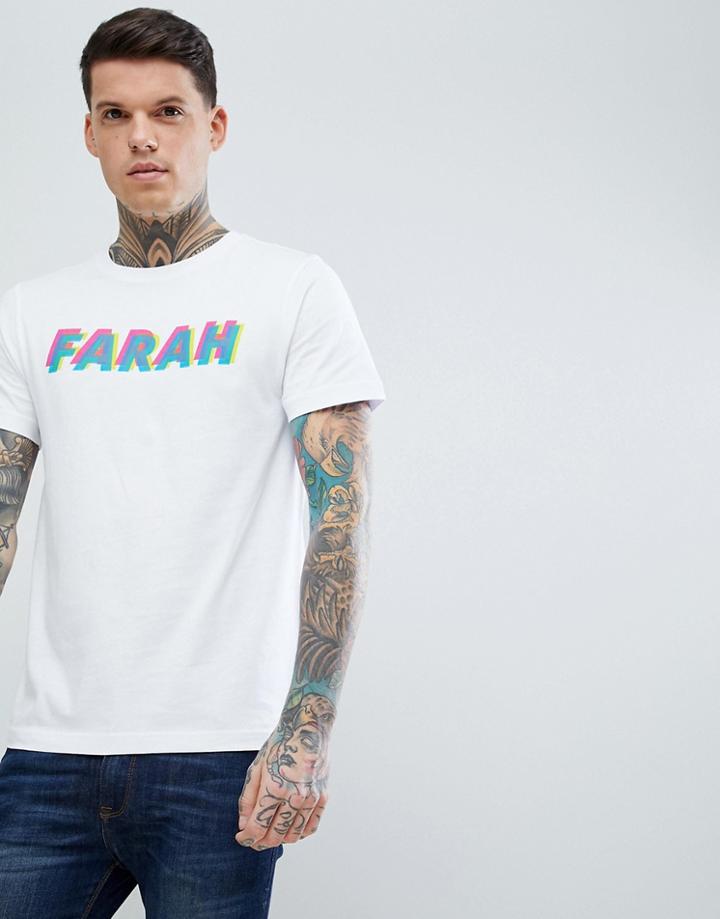 Farah Doug Slim Fit Bright Logo T-shirt In White - White