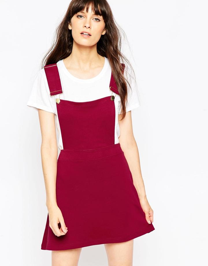 Asos Ponte Overall Bodice Skirt - Burgundy