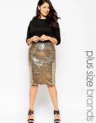 Club L Plus Size Body-conscious Dress With Sequin Skirt