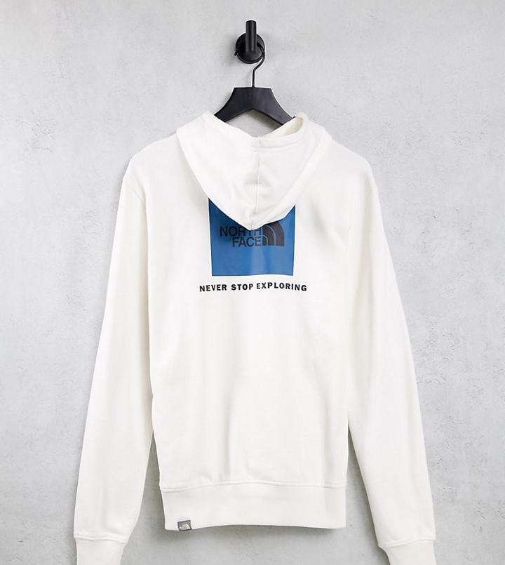 The North Face Red Box Hoodie In White/blue Exclusive At Asos