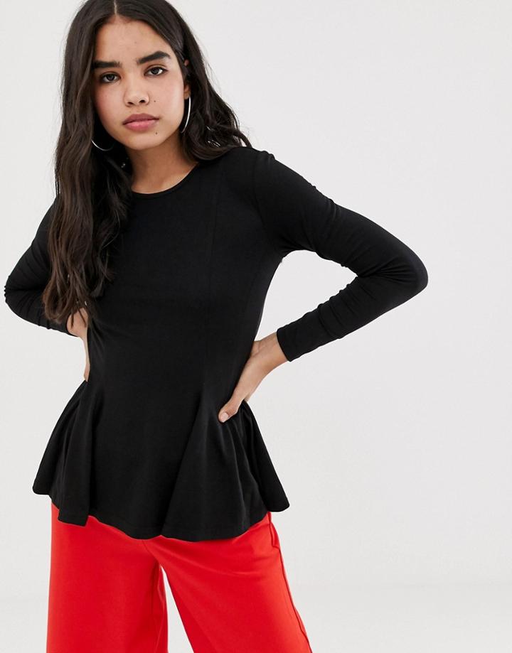Jdy Jinny High Neck Peplum Fit Top - Black