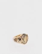 Wftw Engraved Signet Ring In Gold-silver