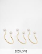 Monki 3-pack Rings With Pearls - Gold