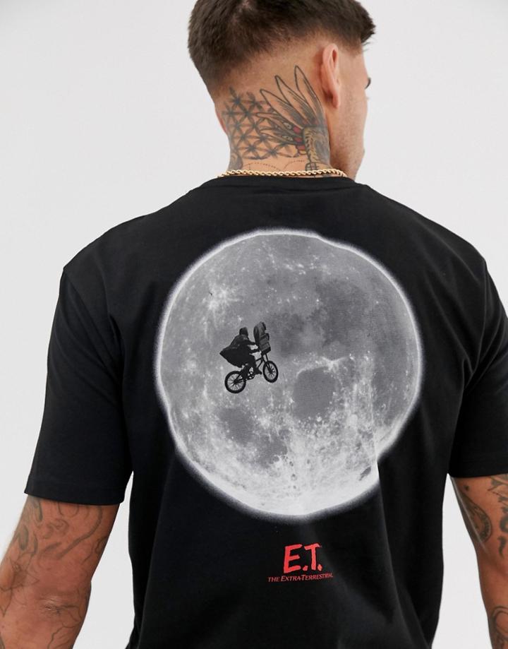 Asos Design E.t Relaxed T-shirt With Chest And Back Print - Black