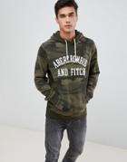 Abercrombie & Fitch Icon Logo Camo Print Hoodie In Green - Green