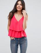 Asos Double Layer Cami With Strap Detail - Pink