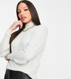 Only Tall Recycled Blend High Neck Sweater With Balloon Sleeve In Ice-blues