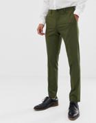 Jack & Jones Premium Stretch Slim Suit Pants In Khaki - Green