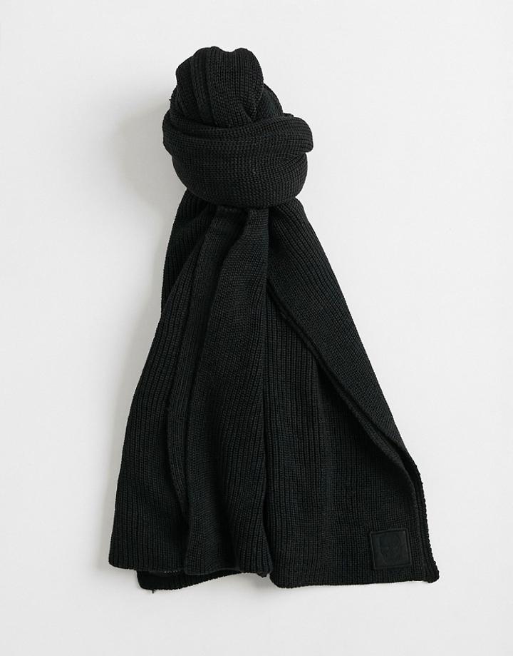 Bolongaro Trevor Wool Blend Scarf With Skull Patch-black