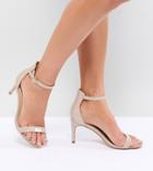 Truffle Collection Mid Barely There Heeled Sandals - Beige