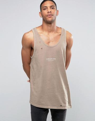 Hand Of God Oil Washed Tank With Asymmetric Hem - Stone