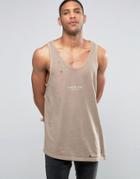 Hand Of God Oil Washed Tank With Asymmetric Hem - Stone