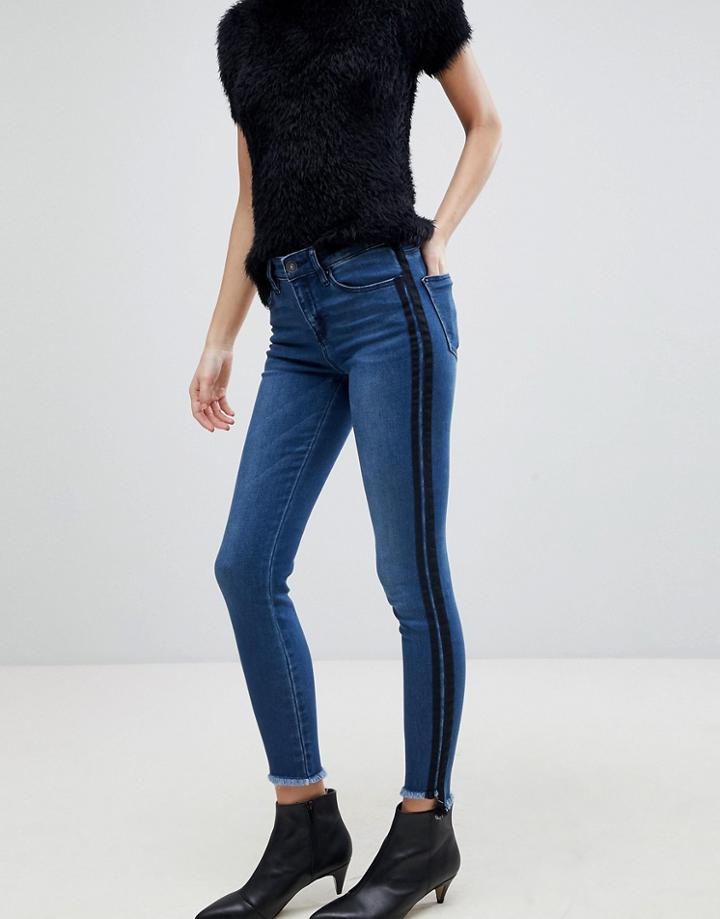 Stradivarius Double Side Stripe Skinny Jean - Blue
