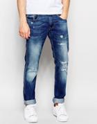 Replay Jeans Anbass Slim Fit Mid Vintage Wash Rip And Repair - Mid Vintage Wash