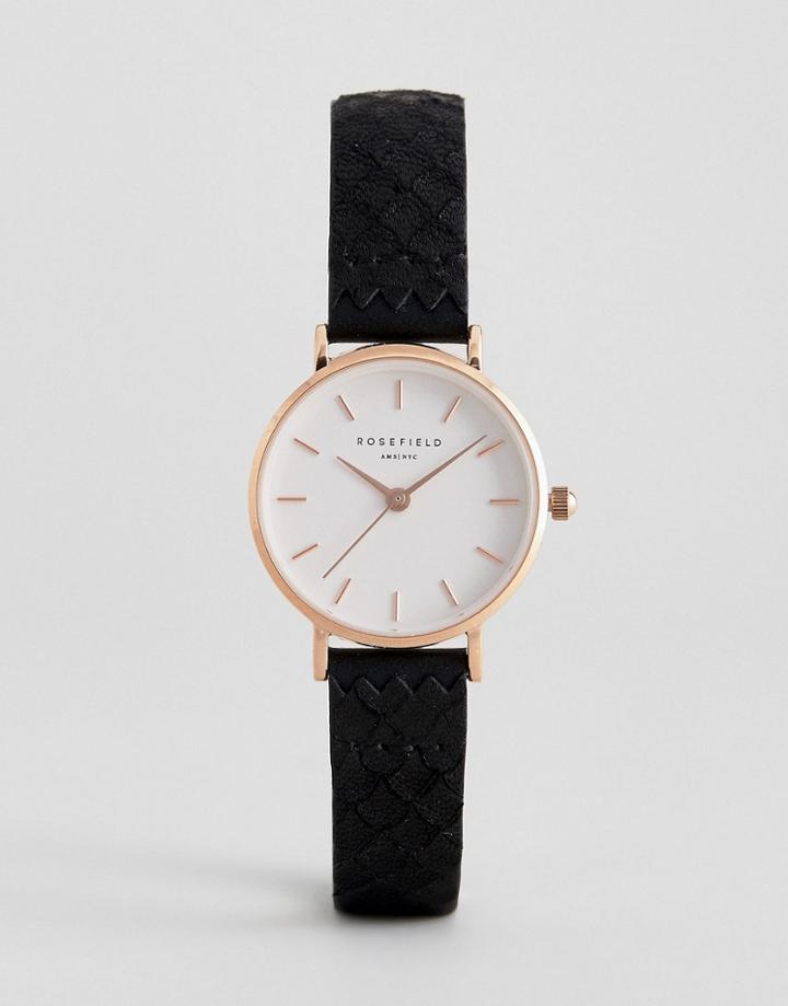 Rosefield 26wbr-261 Leather Watch In Black - Black
