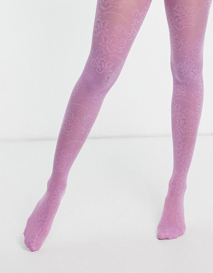 Asos Design 40 Denier Lace Tights In Lilac-purple