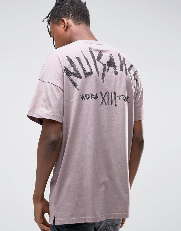 Asos Oversized Longline T-shirt With Text Back Print - Pink