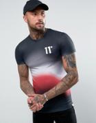 11 Degrees Muscle T-shirt In Black With Fade - Black