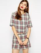 Asos Top In Premium Bonded Brushed Check Co-ord - Check
