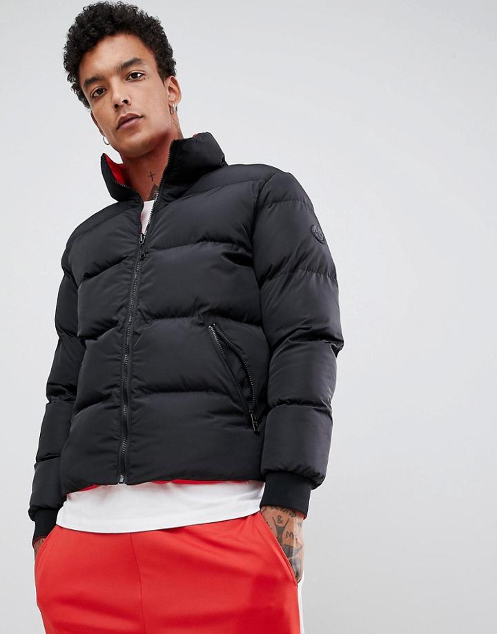 Criminal Damage Reversible Puffer Jacket In Black - Black