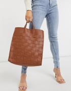 Claudia Canova Weave Tote Bag In Tan-brown