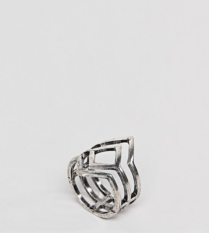 Asos Design Curve Exclusive Cut Out Ring - Silver