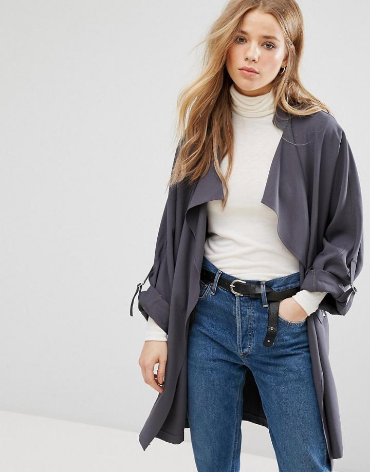 New Look Waterfall Duster Jacket - Gray