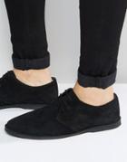 Asos Derby Shoes In Black Suede With Piped Edging - Black