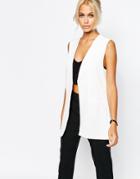 Fashion Union Sleeveless Long Line Blazer - White