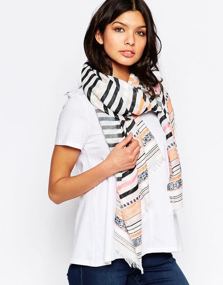 Pieces Oversized Multi Stripe Scarf