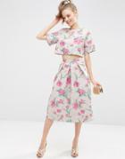 Asos Premium Jacquard Prom Skirt Co-ord - Bright Floral