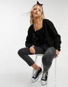 Threeadbare Lucy Cardigan Cami Knitted Set-black