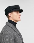 Asos Design Mariner Newsboy Hat In Black Melton