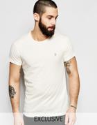 Farah T-shirt With F Logo Slim Fit Exclusive - Chalk