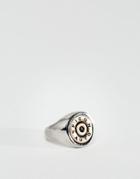 Icon Brand Bullet Signet Ring In Antique Silver - Silver